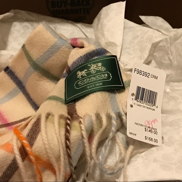 Coach Cashmere Tattersall Muffler/Scarf - Picture 1 of 1